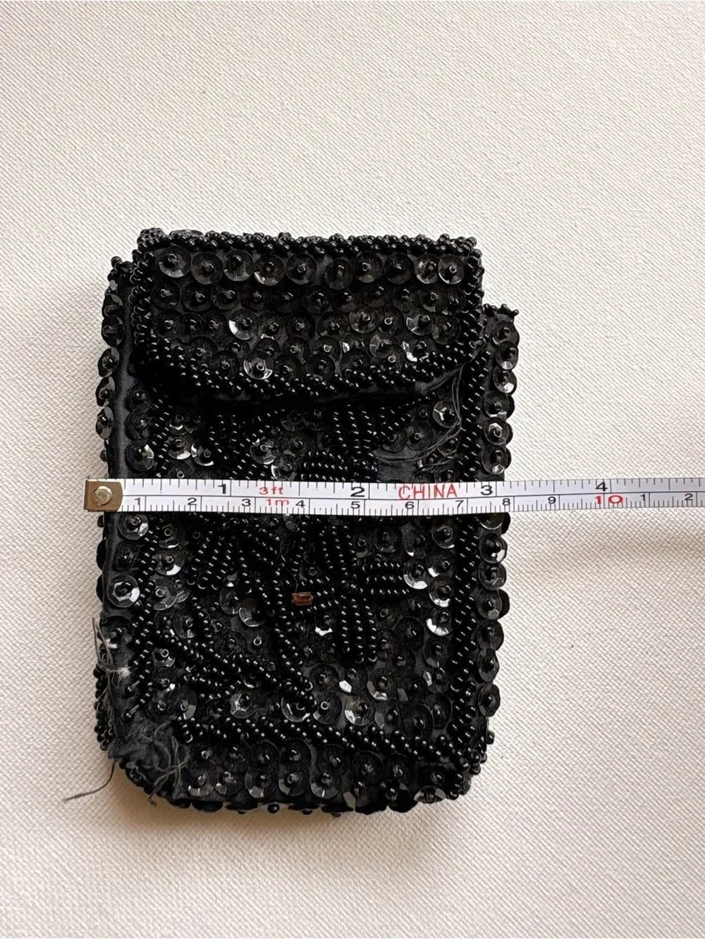 Vintage Black Beaded Sequin Evening Wallet Pouch
