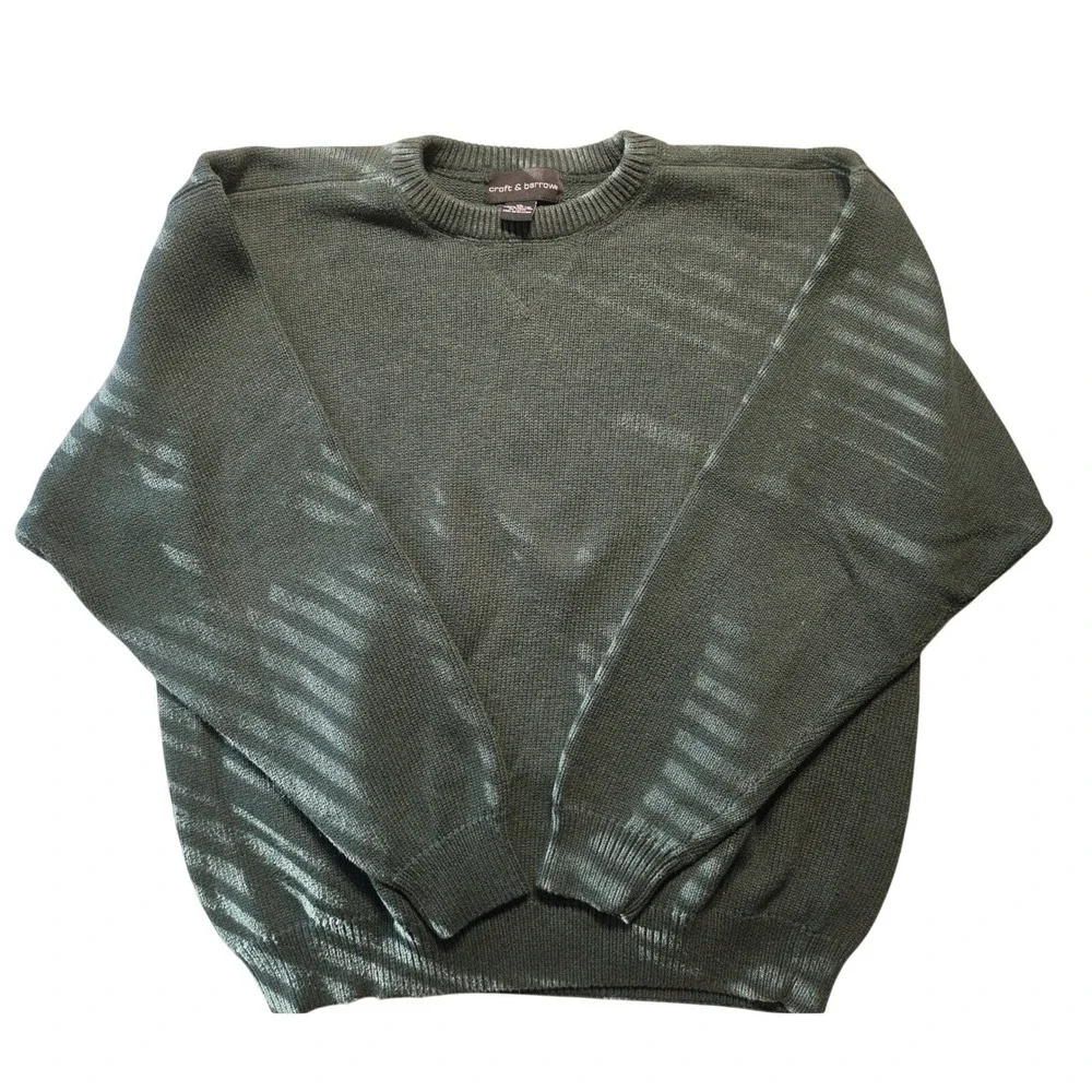 Croft & Barrow Mens XL Forest Green Crewneck Sweater 100%‎ Cotton Ribbed Knit