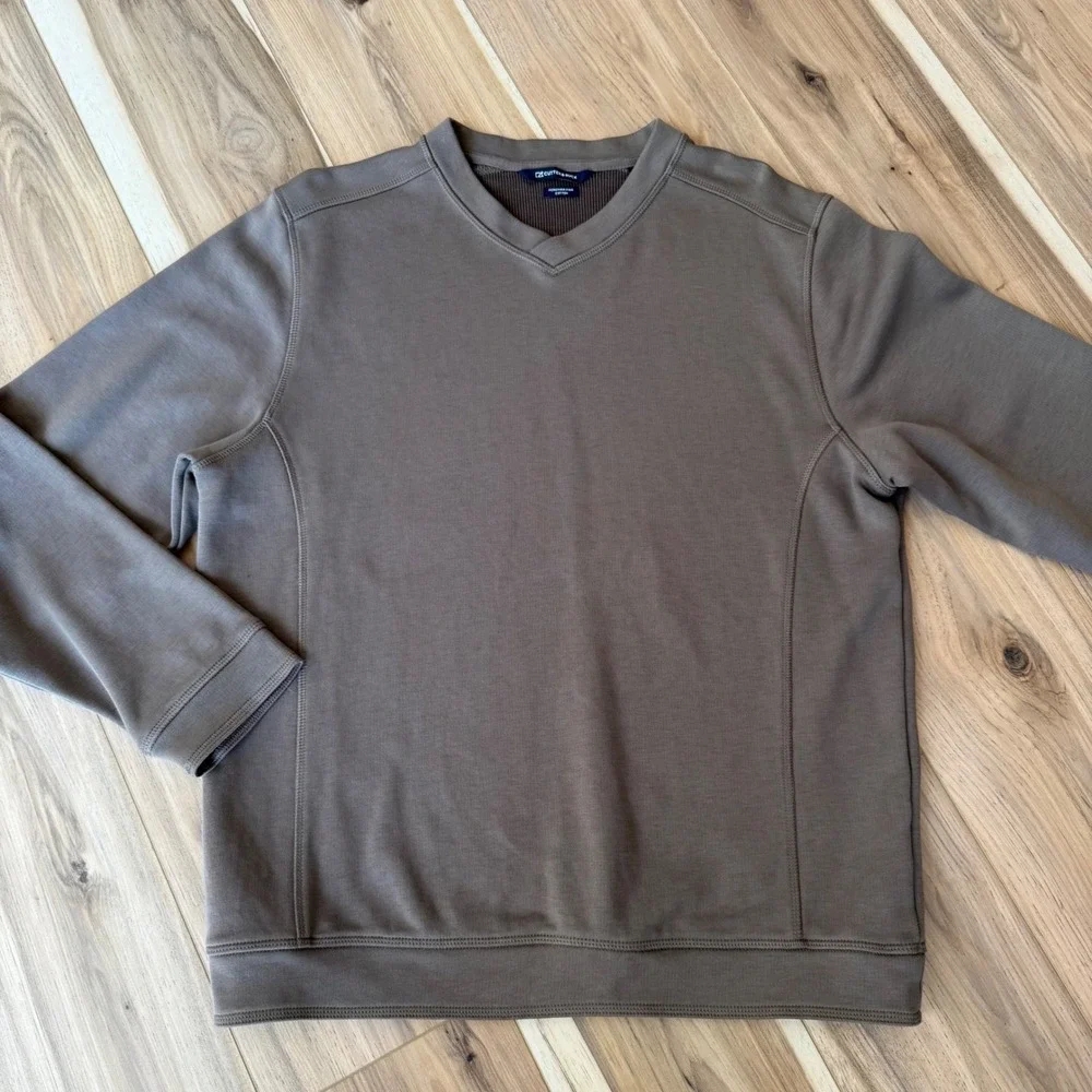 Cutter & Buck Peruvian Pima Cotton V-Neck Pullover Sweater Mens‎ M Olive Brown