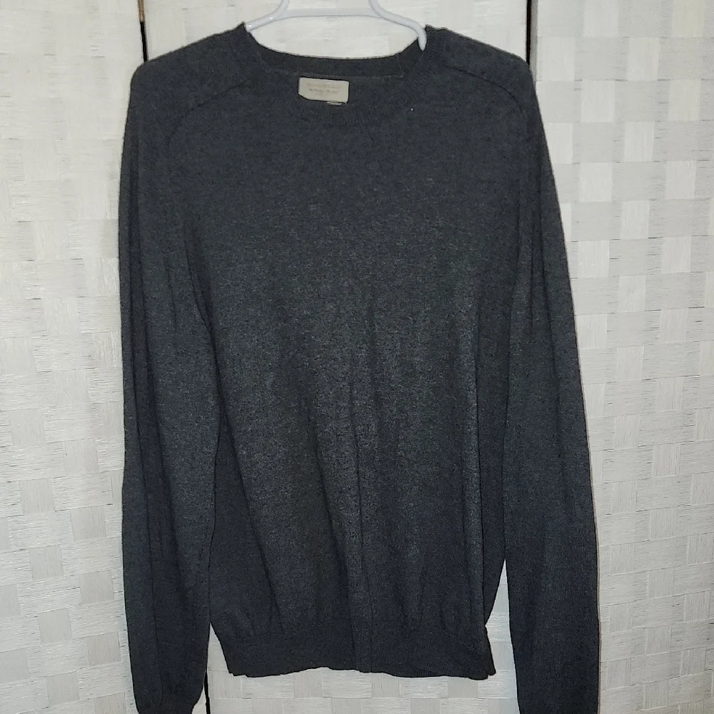 Banana Republic Dark Gray Crewneck Cotton Cashmere Blend Mens Sweater SZ L
