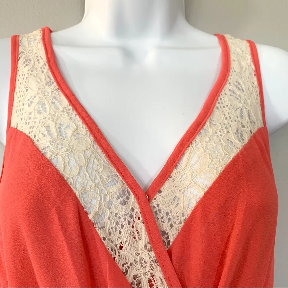 Margo & Sebastian A-Line Coral Chiffon Dress, Sz S