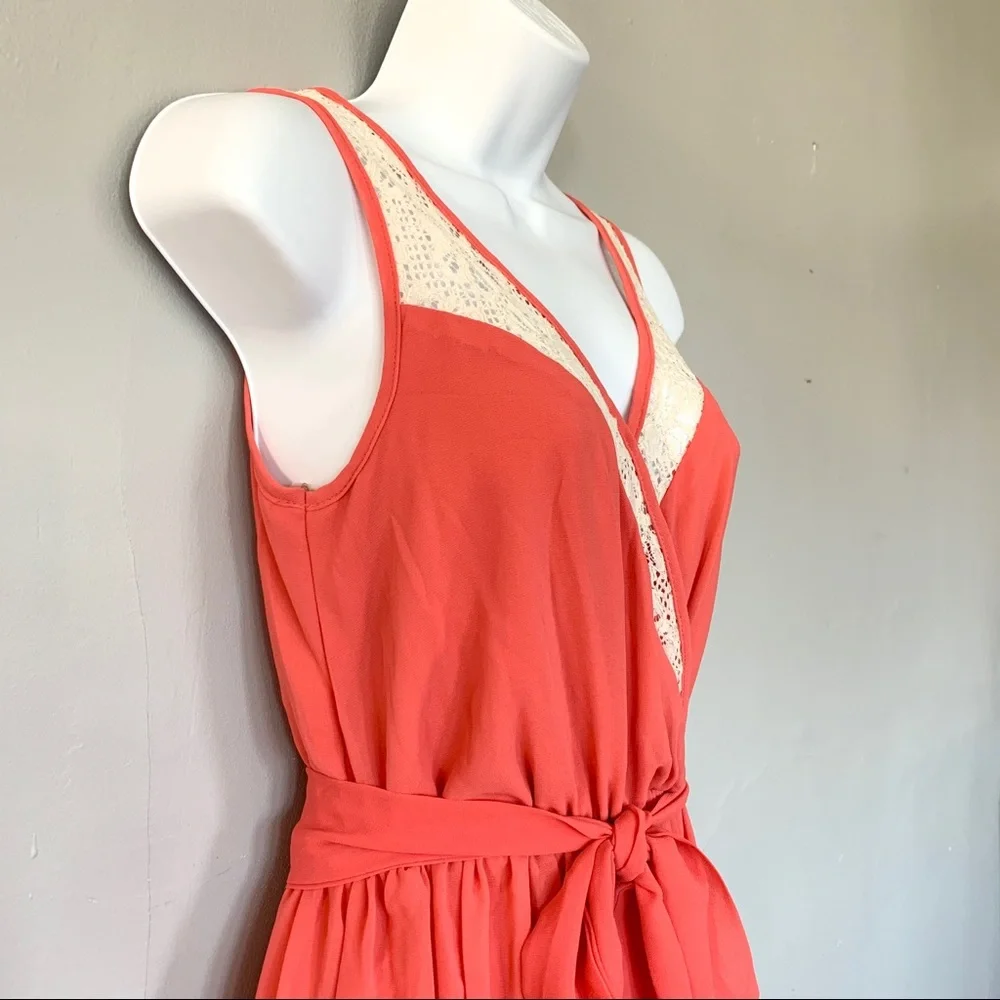 Margo & Sebastian A-Line Coral Chiffon Dress, Sz S