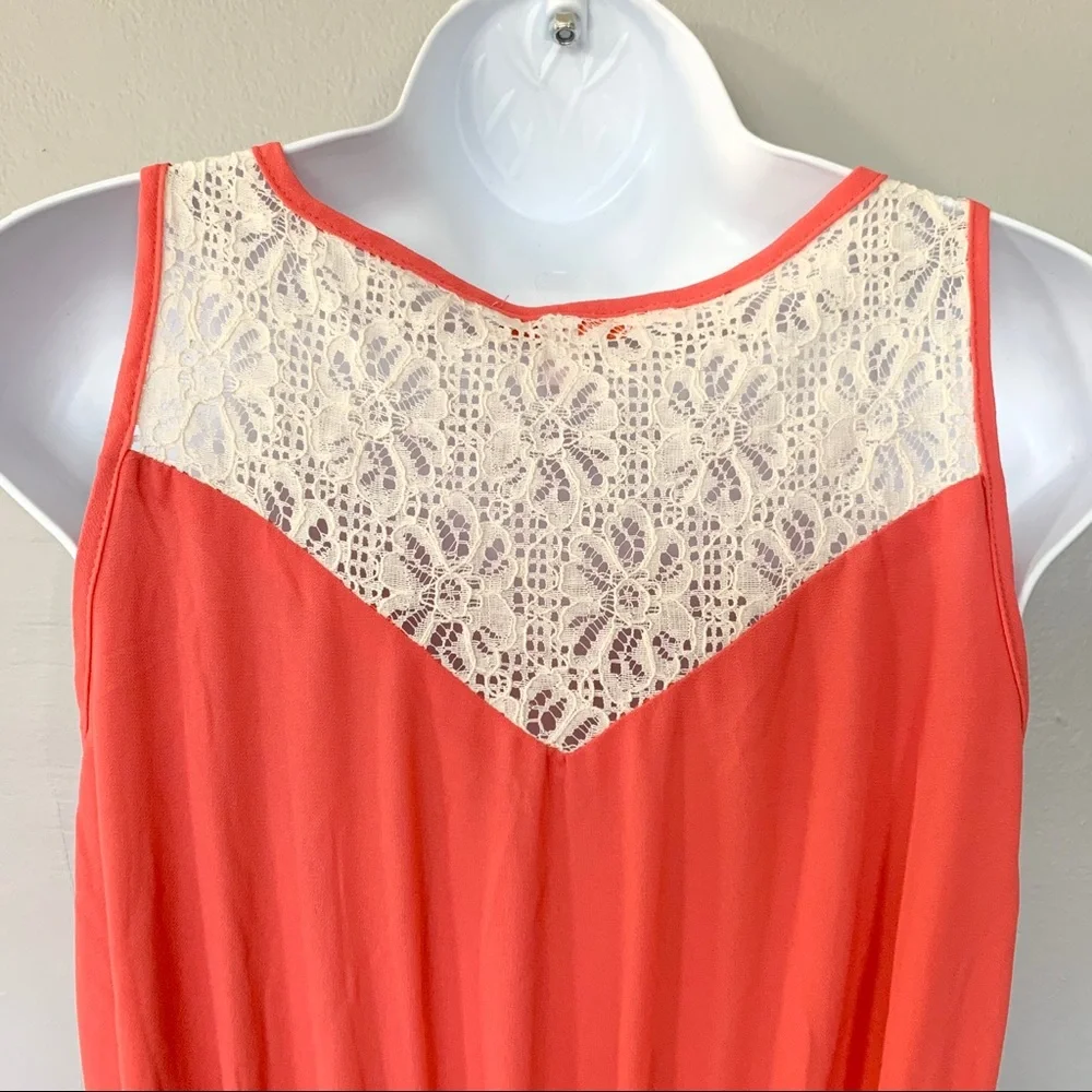 Margo & Sebastian A-Line Coral Chiffon Dress, Sz S