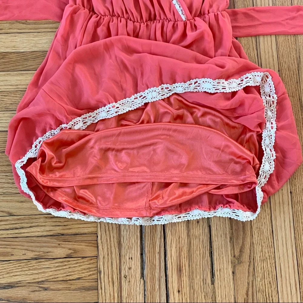 Margo & Sebastian A-Line Coral Chiffon Dress, Sz S