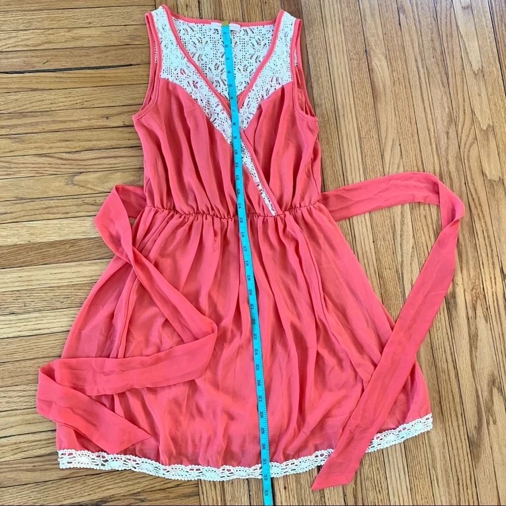 Margo & Sebastian A-Line Coral Chiffon Dress, Sz S