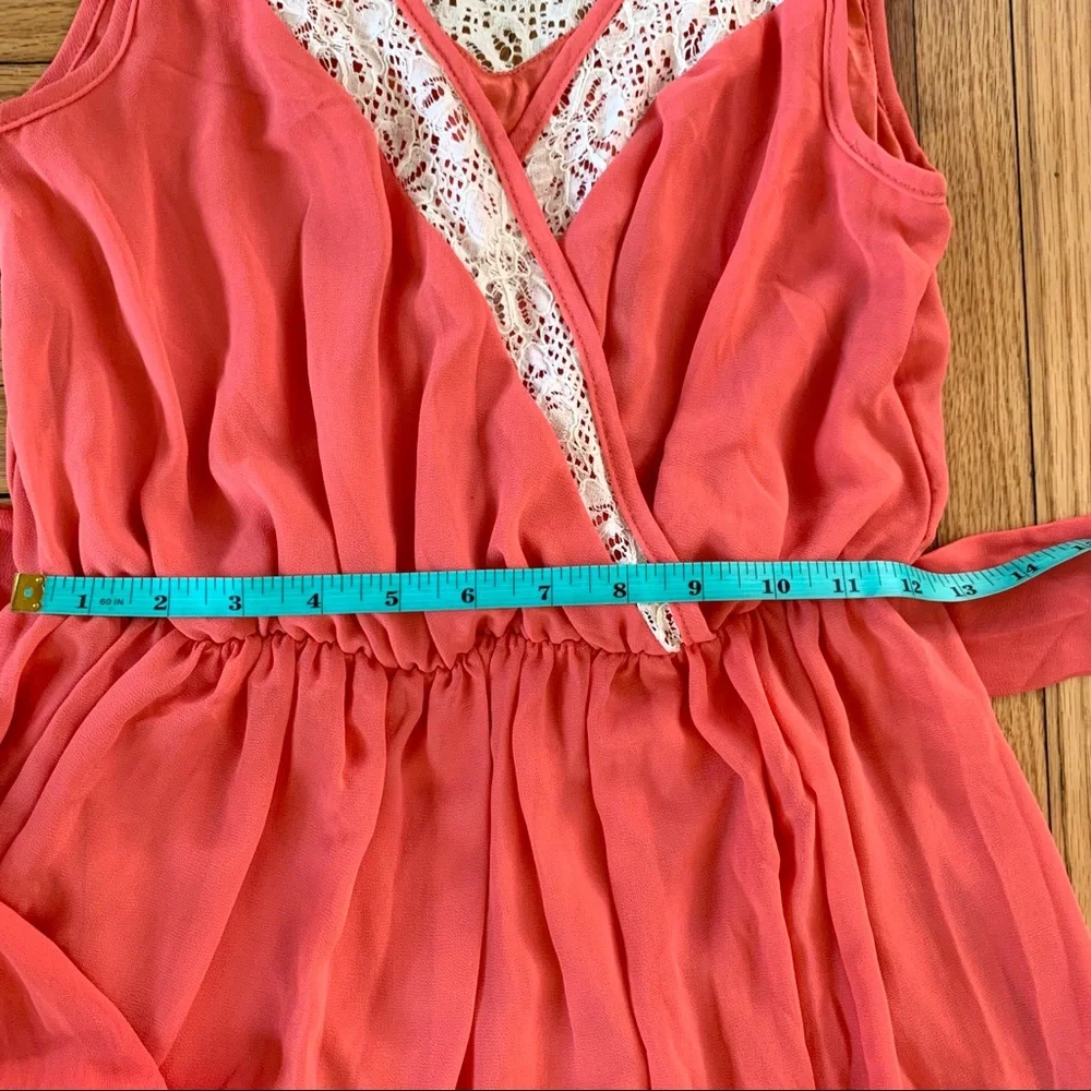 Margo & Sebastian A-Line Coral Chiffon Dress, Sz S