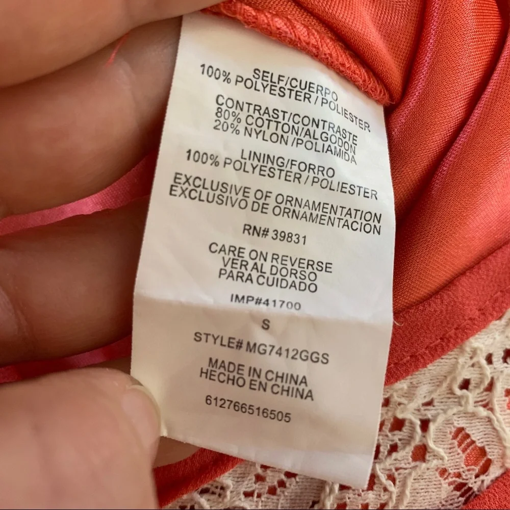 Margo & Sebastian A-Line Coral Chiffon Dress, Sz S
