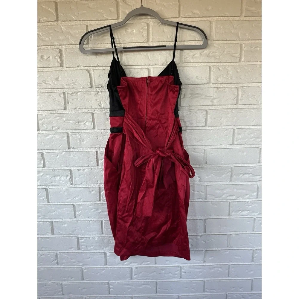 Trixxi Red & Black Satin Y2K‎ Cocktail Dress Juniors Size 9