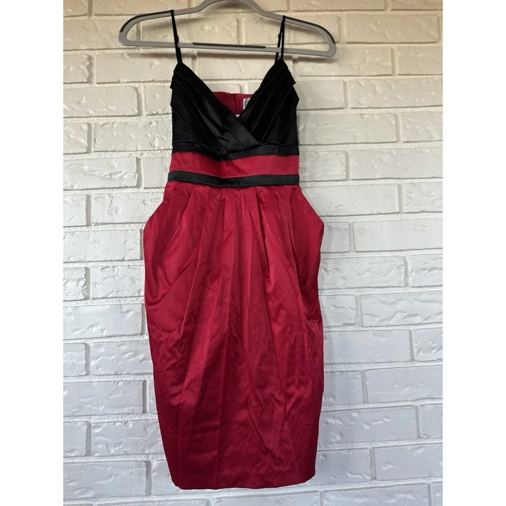 Trixxi Red & Black Satin Y2K‎ Cocktail Dress Juniors Size 9