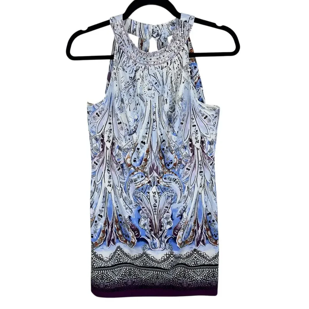 White House Black Market Multicolor Studded Halter Strappy Mini Dress‎ Size XSP