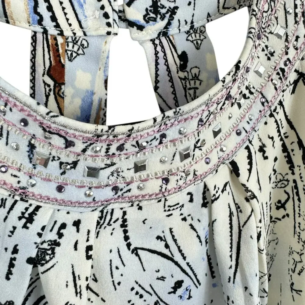 White House Black Market Multicolor Studded Halter Strappy Mini Dress‎ Size XSP