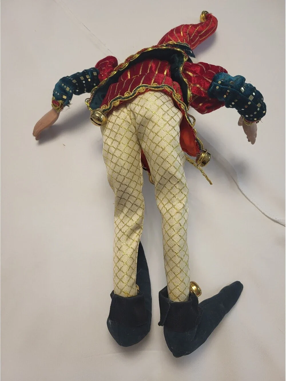 Vintage Jester Elf Doll with Velvet and Gold Trim Costume 22x11.5