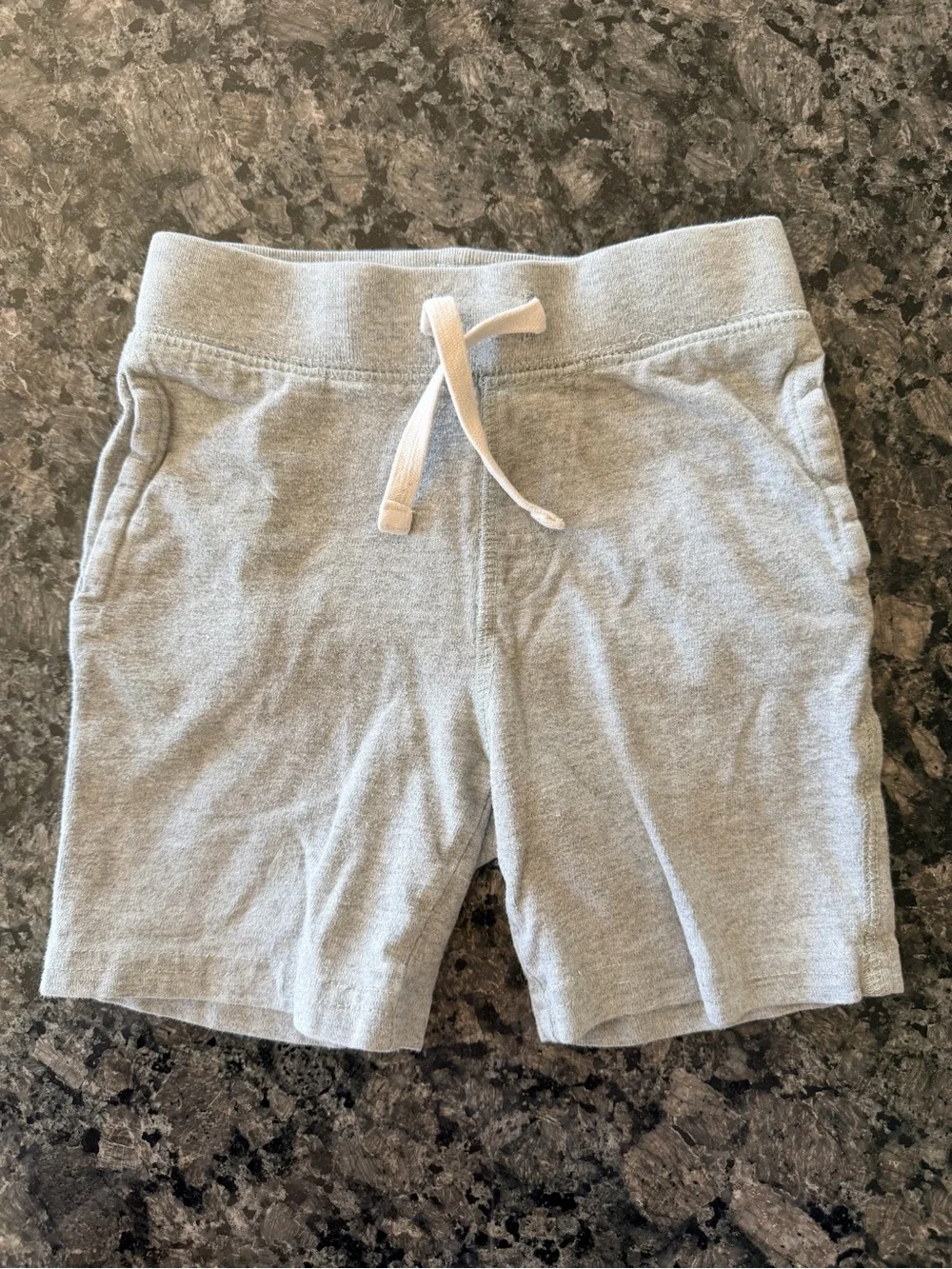 3/$15 Baby Gap Heather Gray Drawstring Shorts 12-18M Cotton Pull On Pocket Short