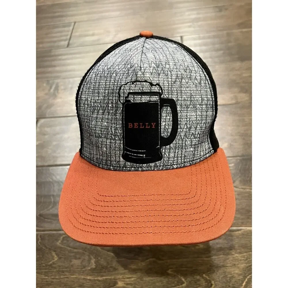 prAna Mens Beer Belly Red Orange Snapback Trucker Hat Baseball Cap Journeyman