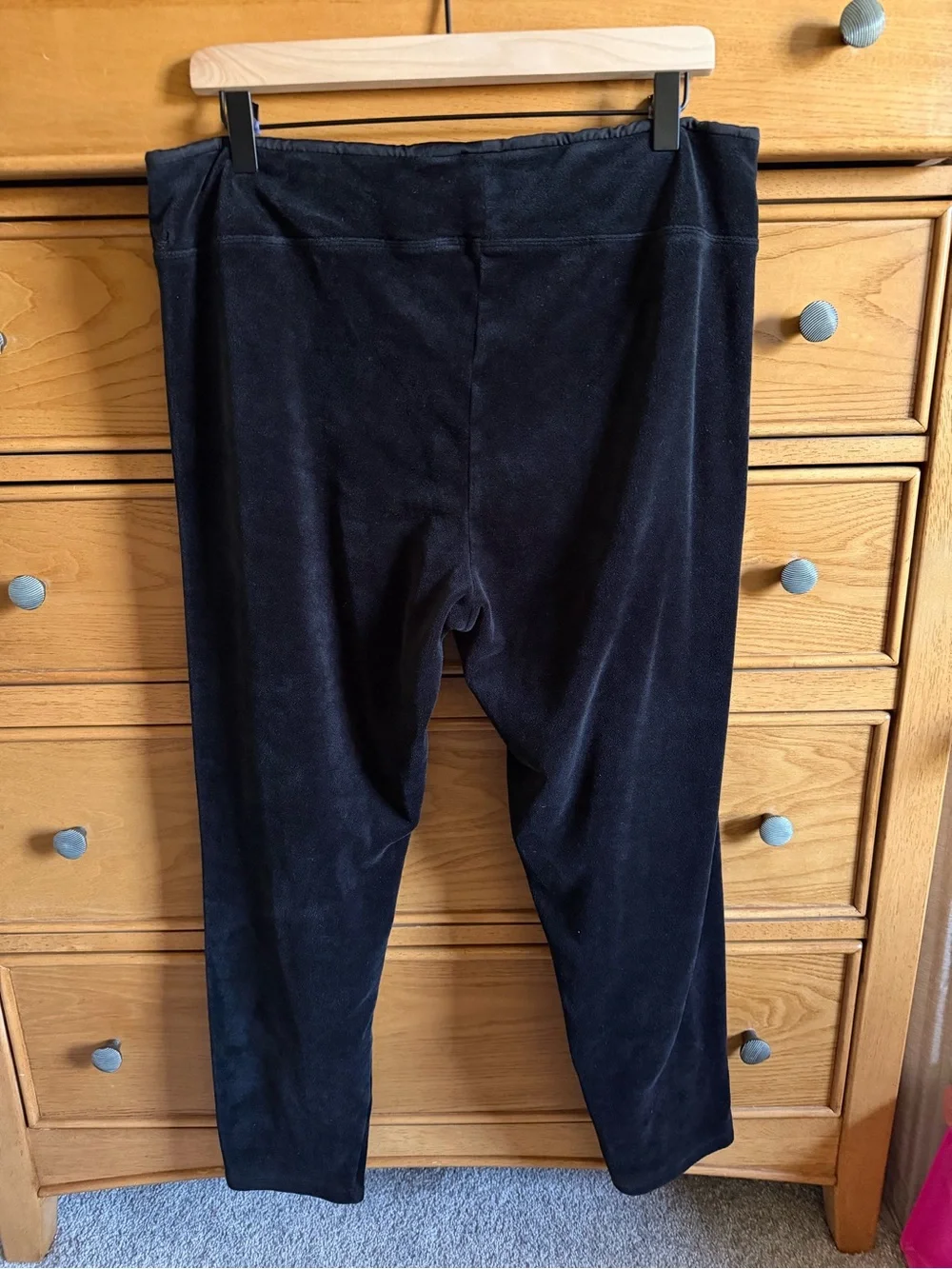 Cuddl Duds Womens Black Velvet Lounge Pants Size XL Athleisure Cozy Straight Leg