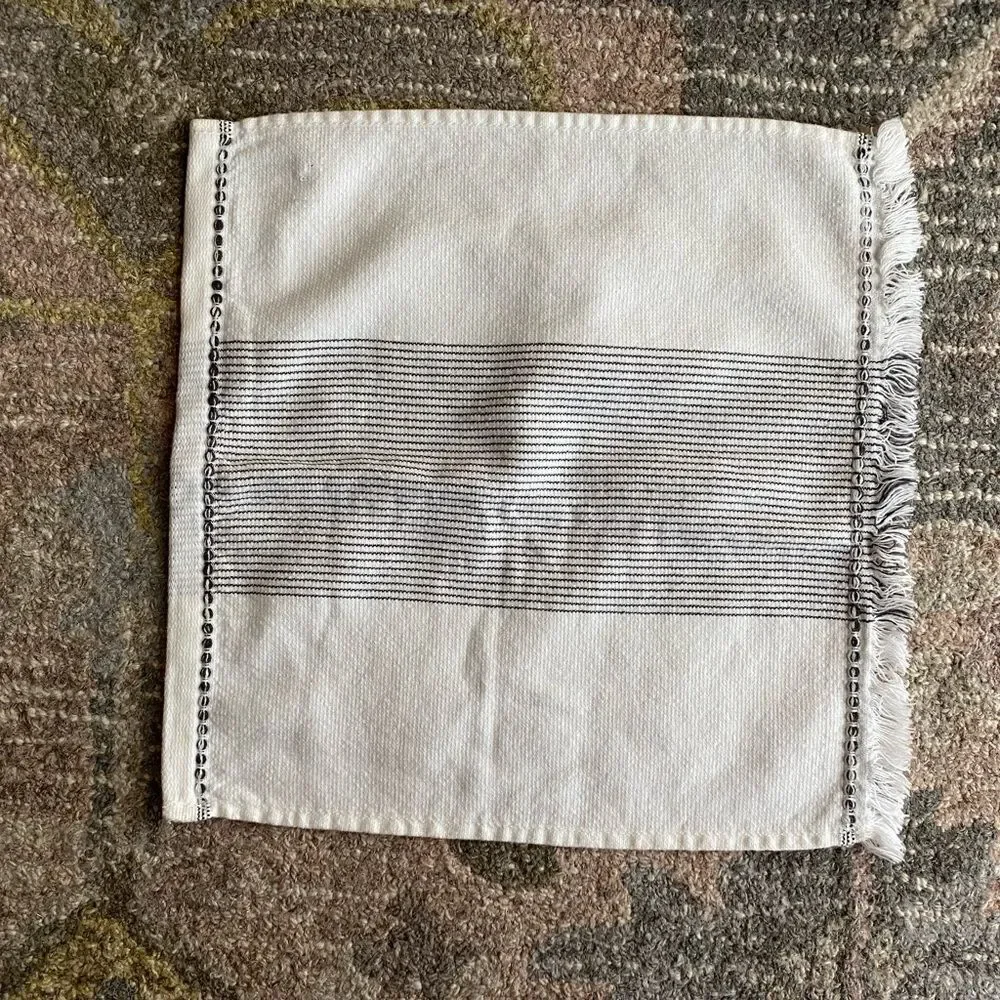 Hearth & Hand Striped Frayed Edging With Ticking Striped Edge 3 Wash Cloths