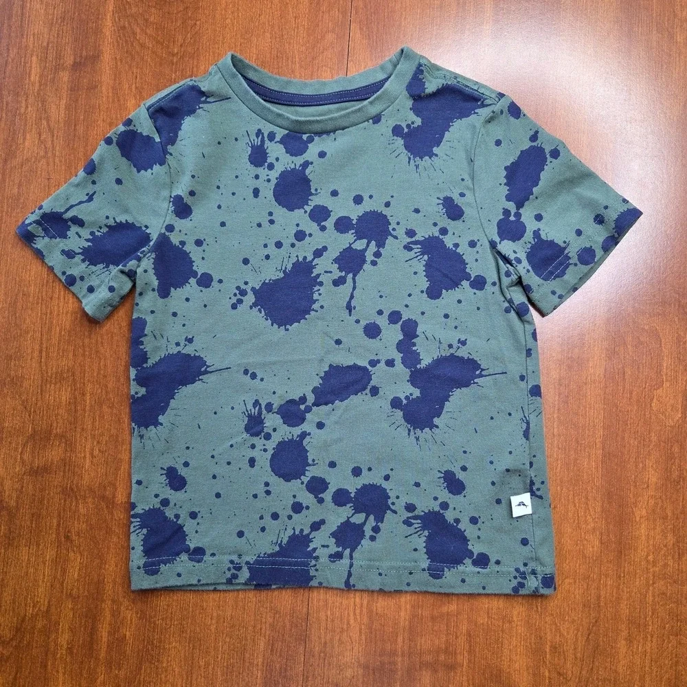 Tommy Bahama T-Shirt XS 4 Green Blue Splatter‎ Paint Art-Inspired Boho Eclectic