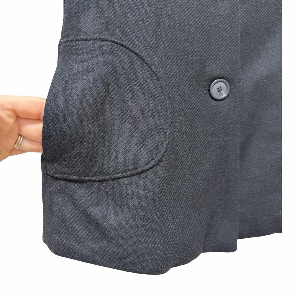 ZARA Wool Blend Button Front Pea Coat Girls Size 3/4Y Black Heavyweight Winter