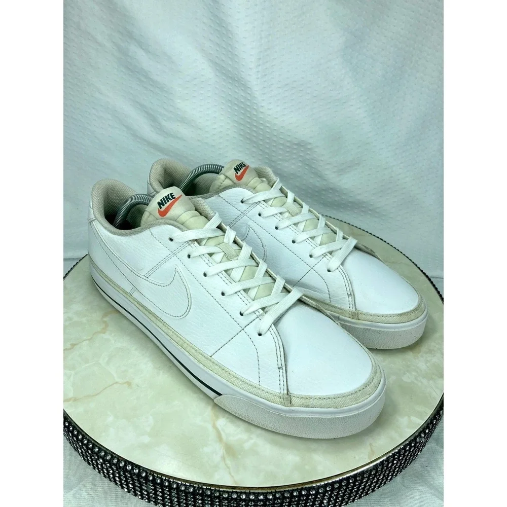 Nike Court Legacy Low Leather Shoes Mens Sz 12 White Sporty Streetwear Sneakers