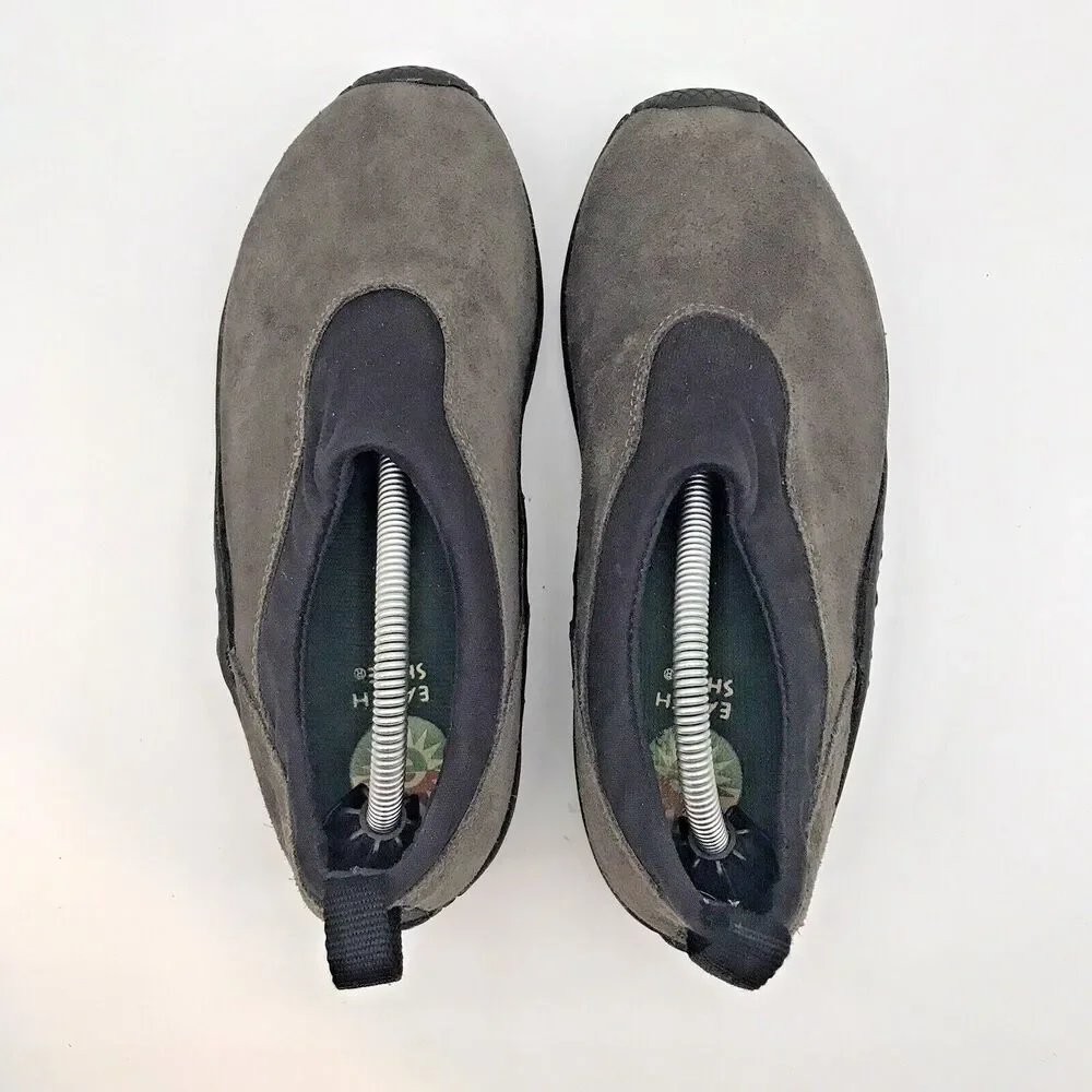 Earth Shoe Haley Slip On Loafers Women's 7.5 Gray & Black Suede Leather Shoes