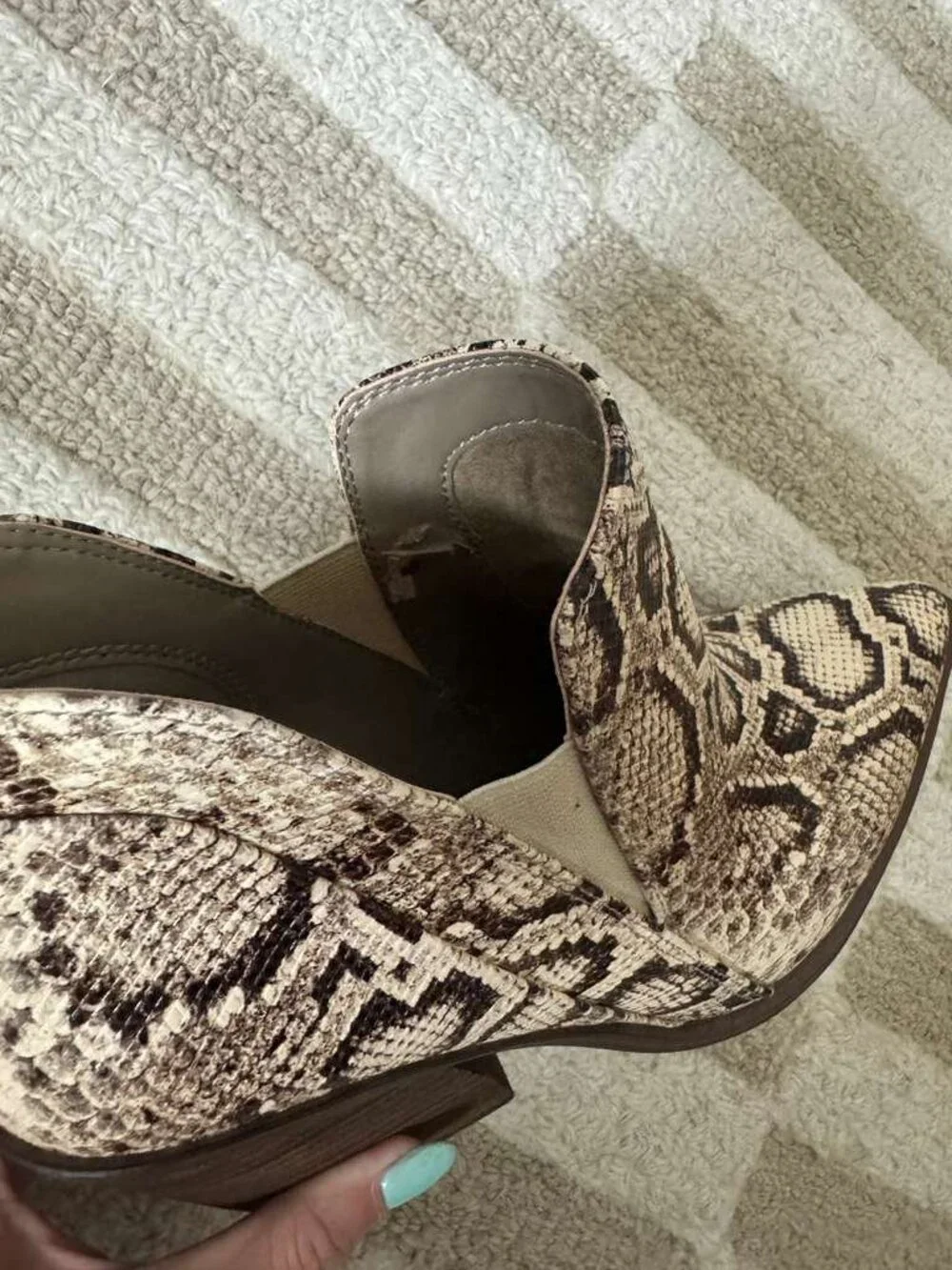 Vince Camuto Gradina Block Heel Bootie NATURAL SNAKE PRINT, Size 9.5M