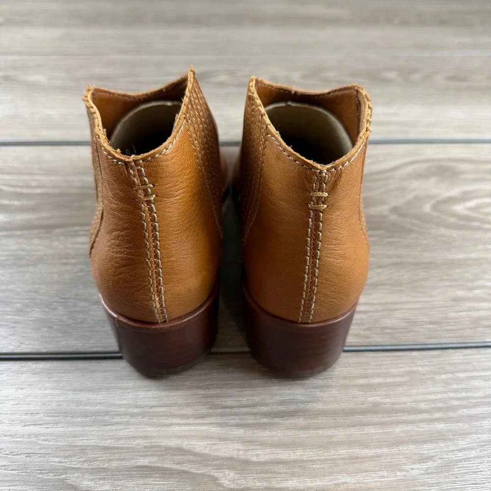Dolce Vita Womens Ankle Boots Leather Western Elastic Gore Brown 6.5