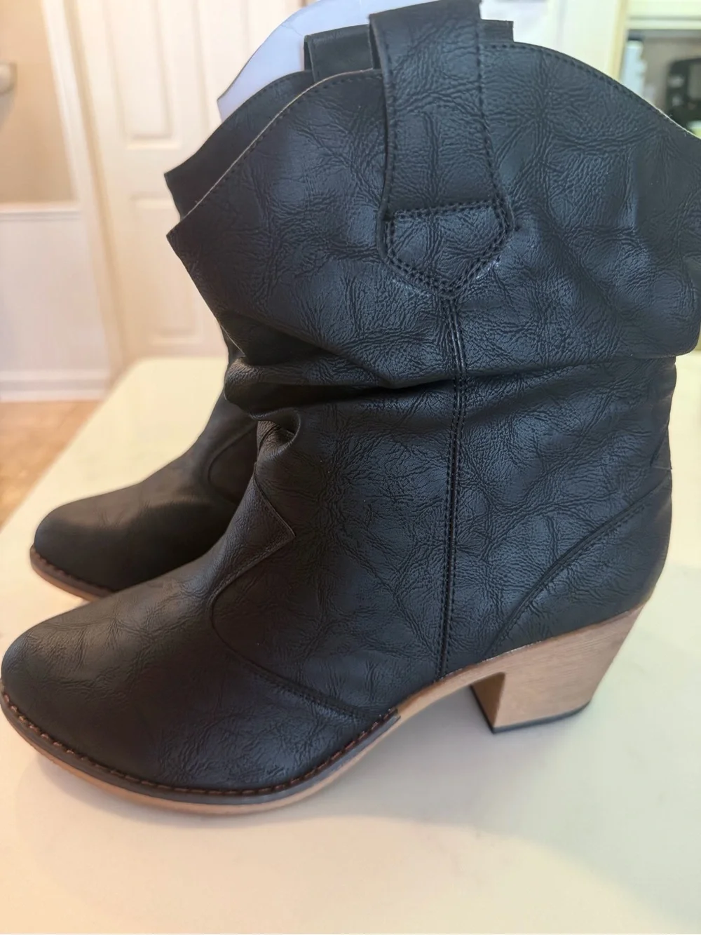 Charles Albert Black Western-Style Ankle Booties