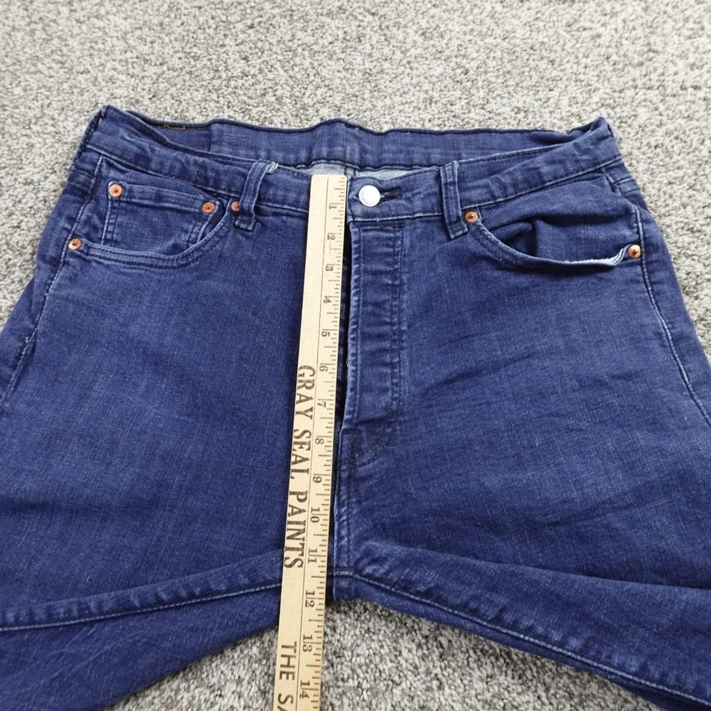 Levis Jeans Mens 36X32 Dark Blue Denim Pants 501 Button Fly Straight Leg Stretch
