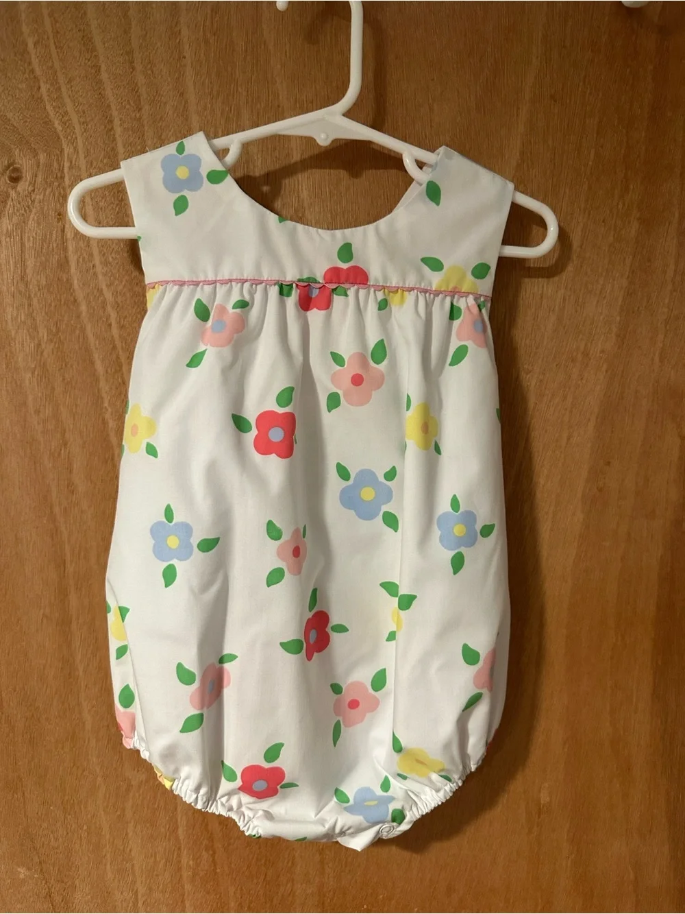 The Beaufort Bonnet Company White Bubble Romper with Pastel Floral Print