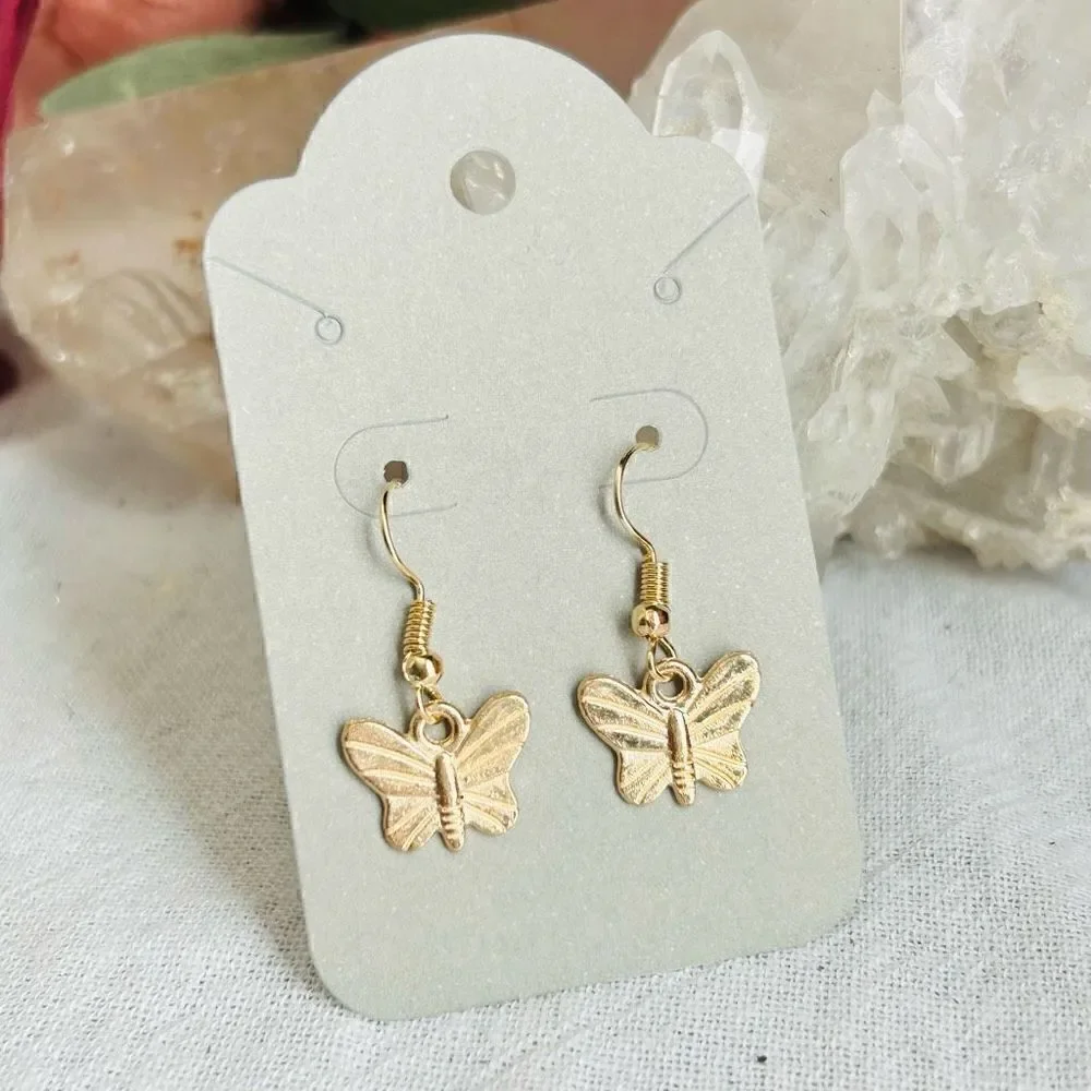 3/$15 Yellow Gold Butterfly Dangle Earrings