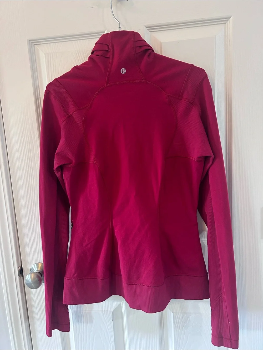 Lululemon Bhakti Yoga Jacket Cranberry Red Asymmetrical Double Zip Size 10