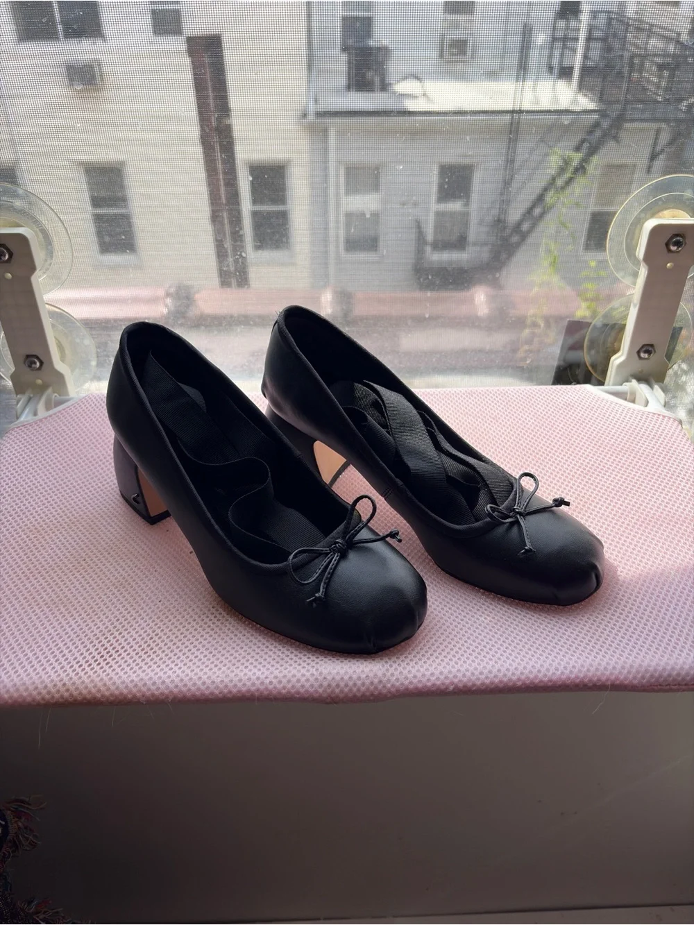 Sam Edelman Della Black Nappa Leather Ballerina Heels