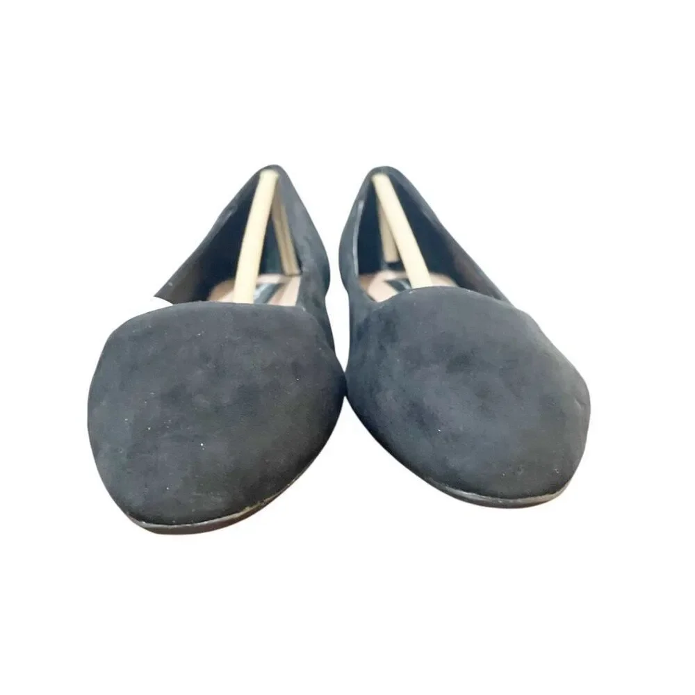 Anthro Steven By Steve Madden Bantry Black Suede Ballet Flat Shoes 6 Corp Casual
