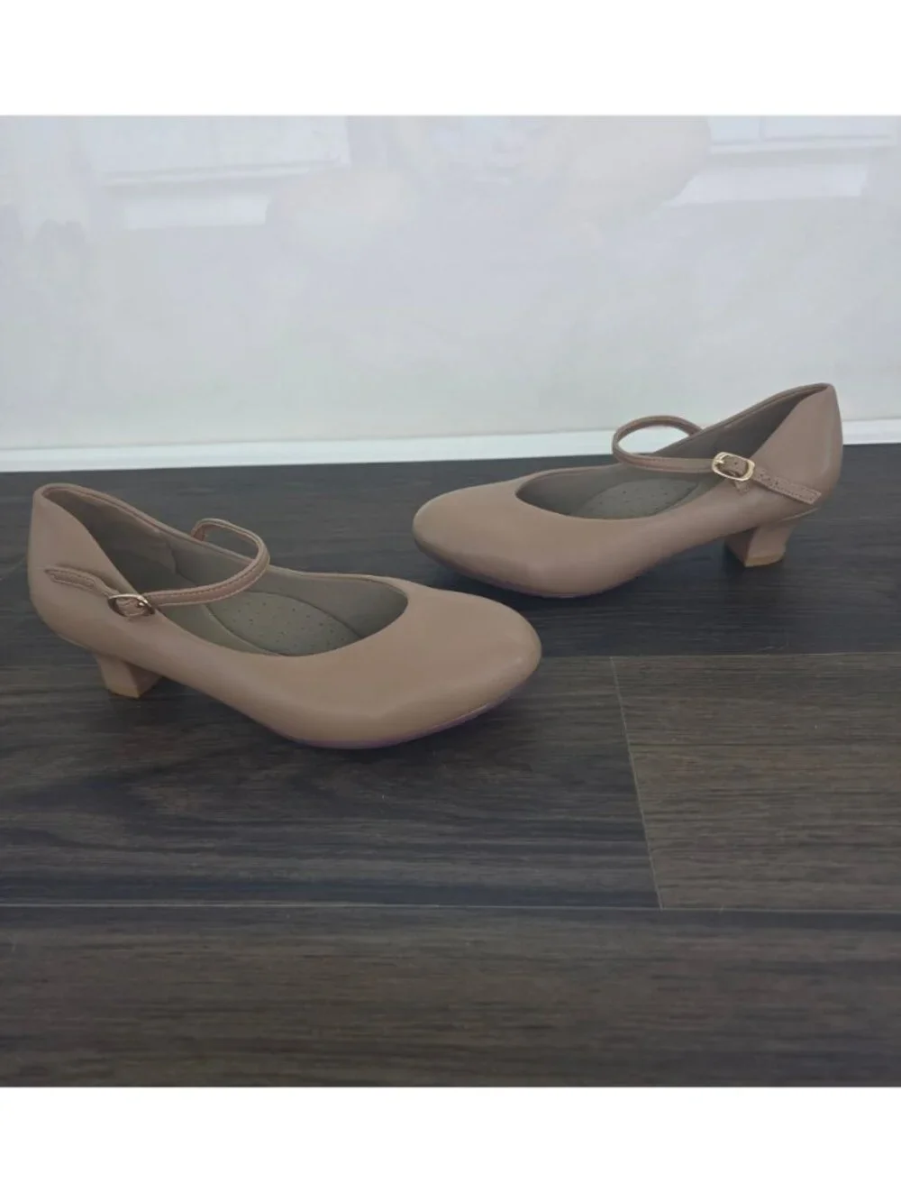 💙 Stelle Tan Faux Leather Mary Jane Kitten Size 8 Heel Character Dance Shoes Vi