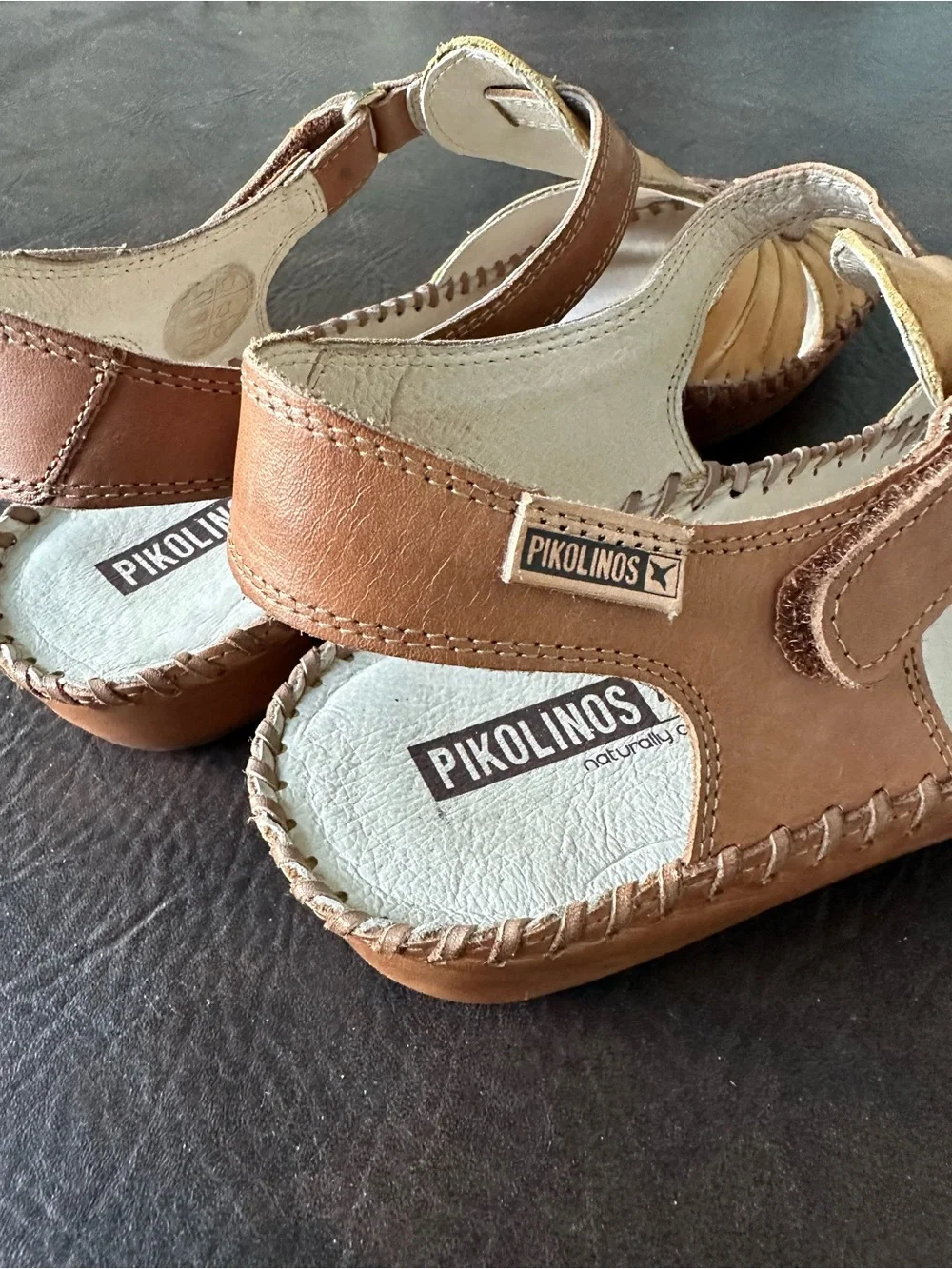 PIKOLINOS Tan & Brown Leather Slingback Sandals