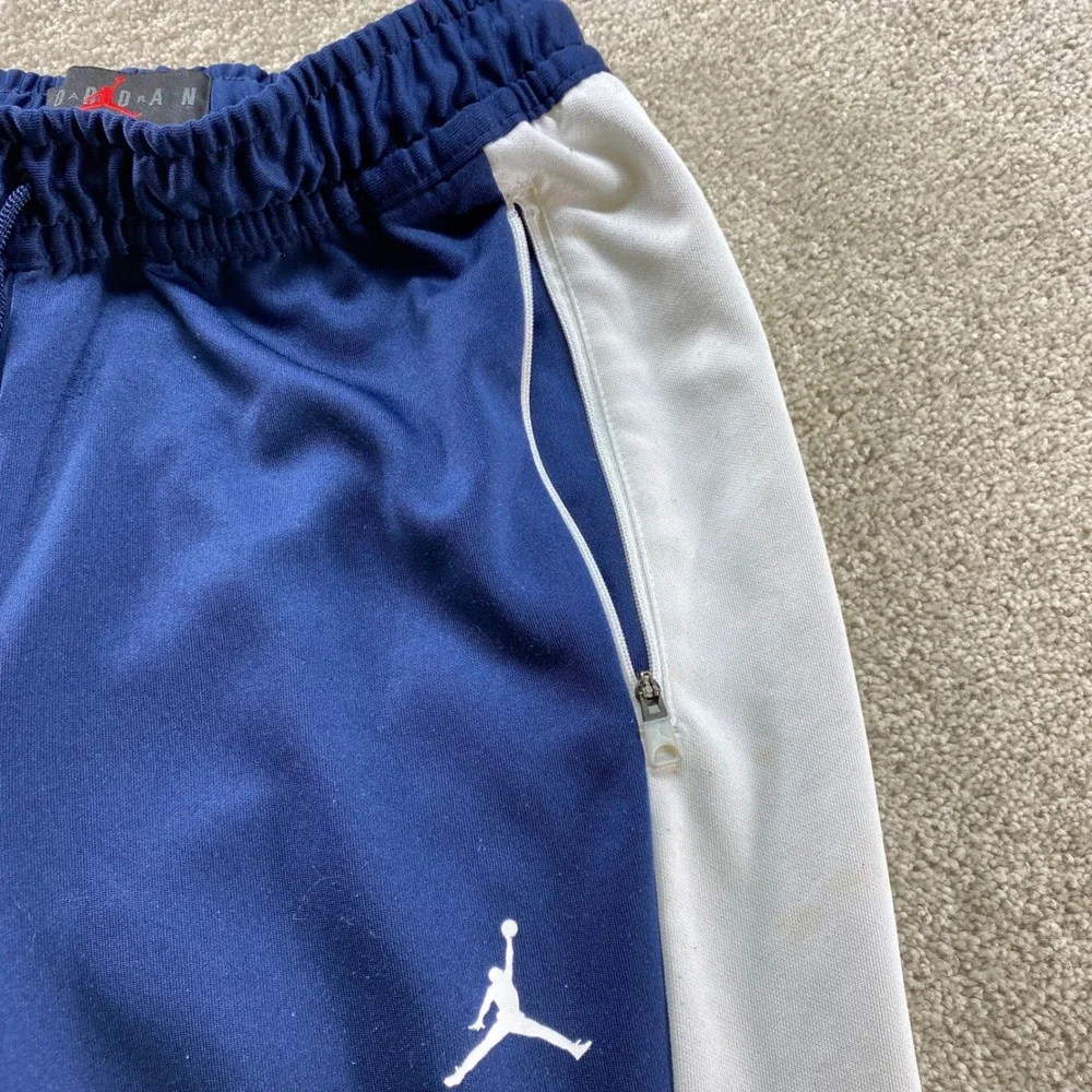 Jordan Track Pants Mens Small Navy Blue White Jumpman Tapered Ankle Zip Athletic
