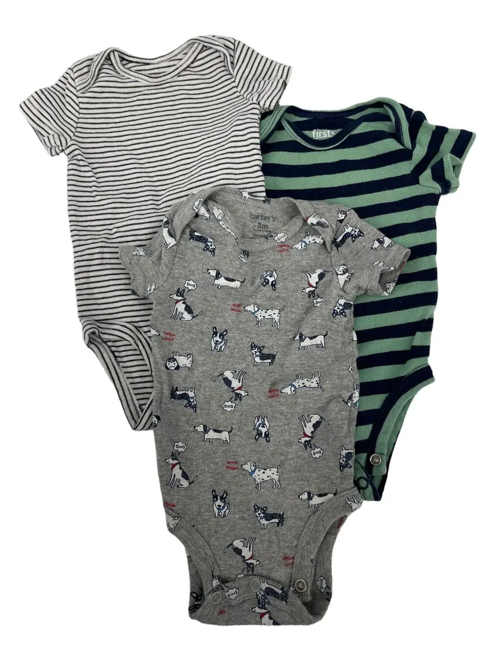Carter's Bundle Lot of 3 Short Sleeve One-Piece Bodysuits Baby's Size 3 Months