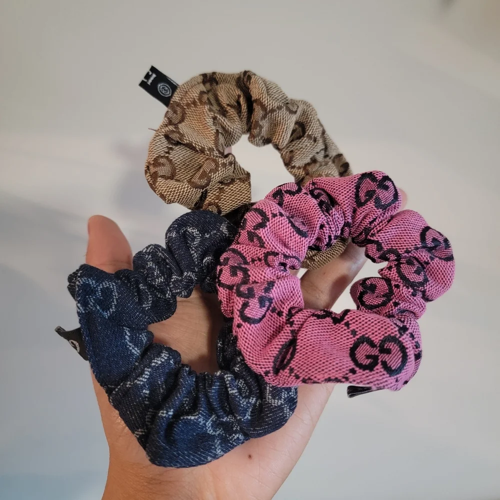 2 Left!! 1pc Stylish Patterned Mono Scrunchie Hair Tie