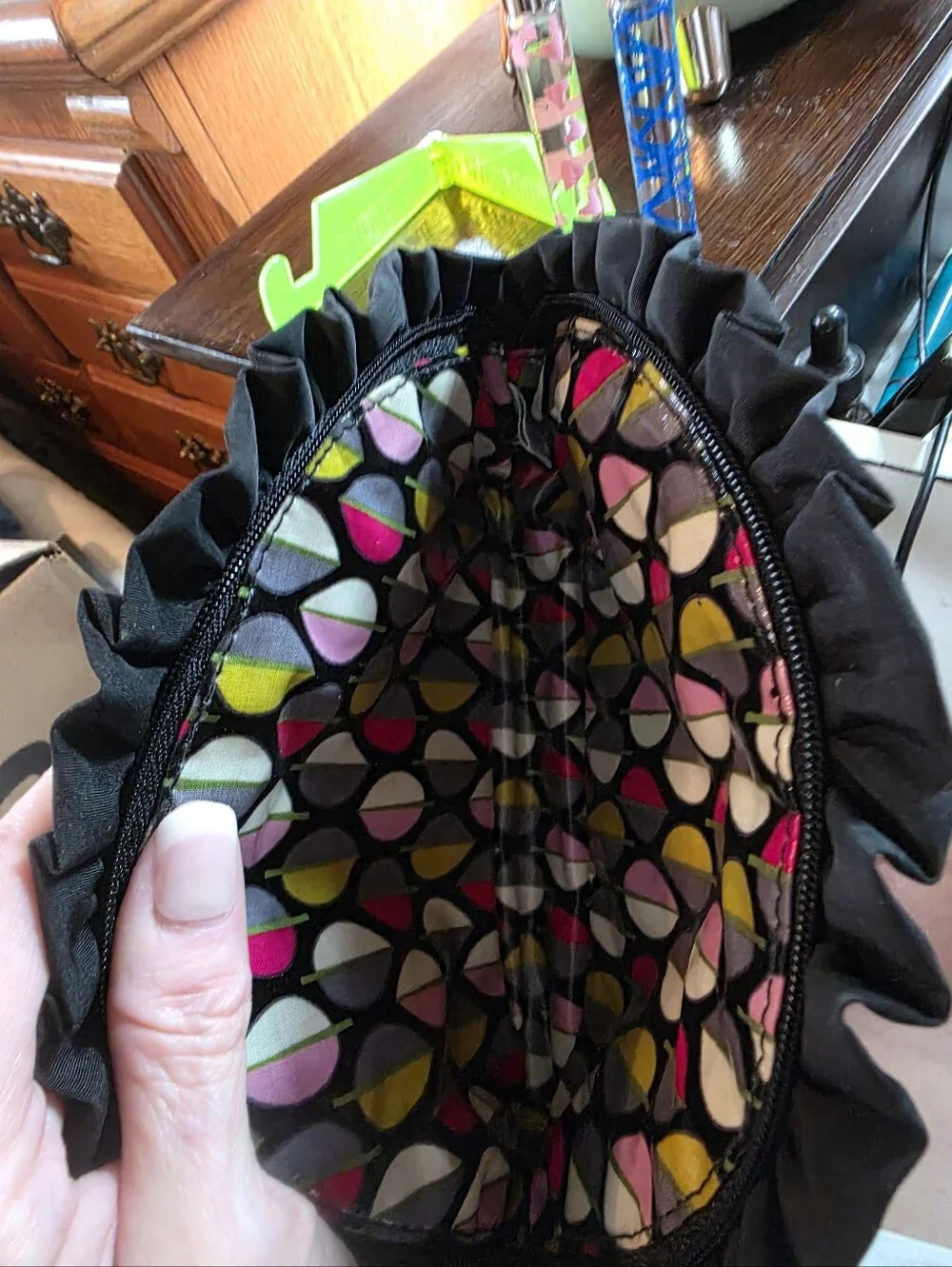 Vera Bradley Black Quilted Cosmetic Pouch & 2 Tory Burch Roll-on Perfumes