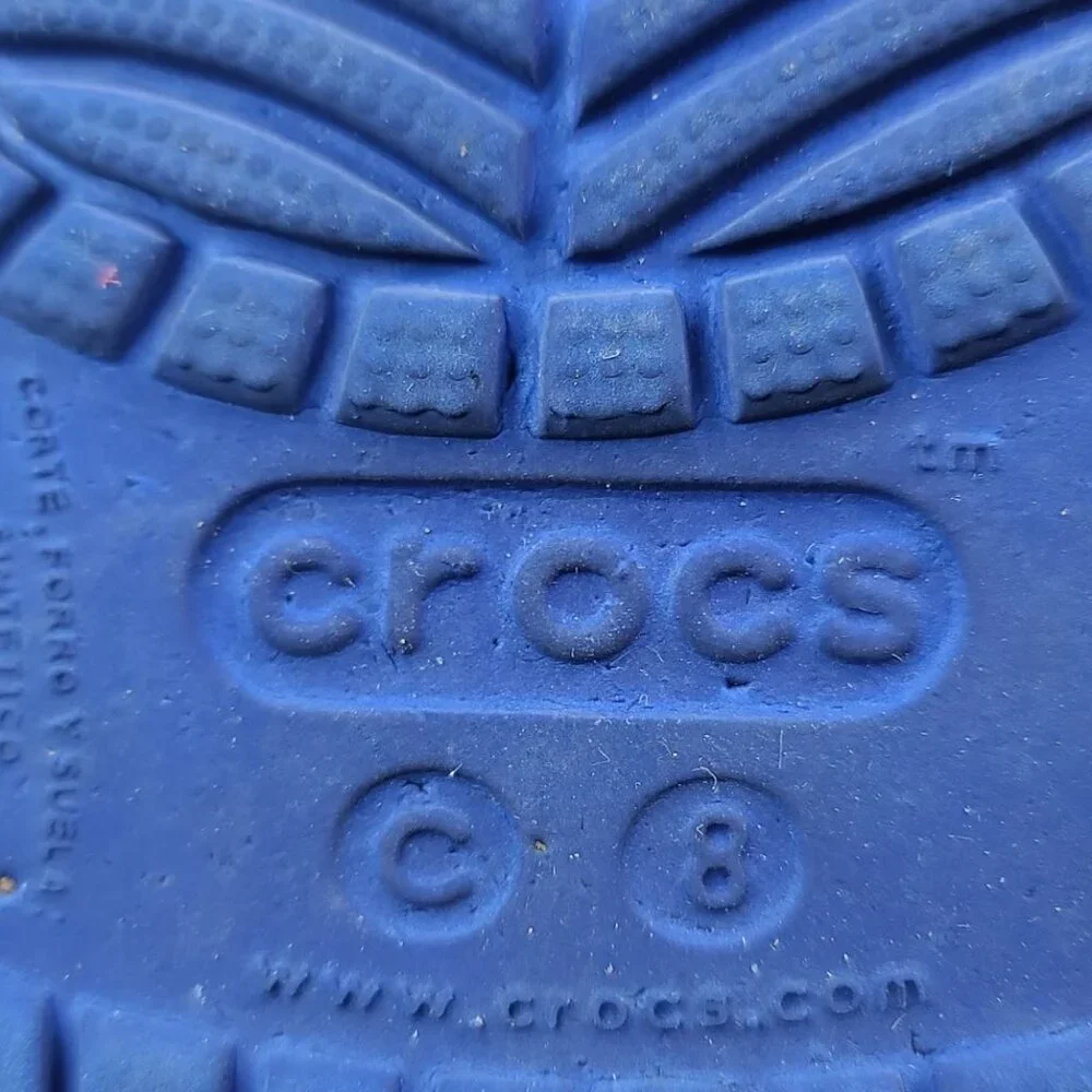 Crocs Boy's Blue White Bump IT Rubber Adjustable Slip On‎ Casual Clogs Size 8