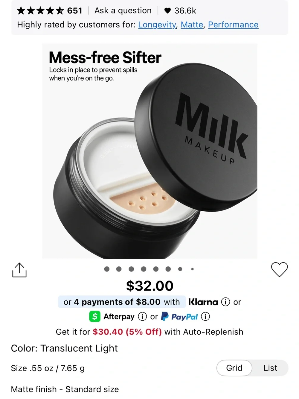 Milk Makeup lightweight loose