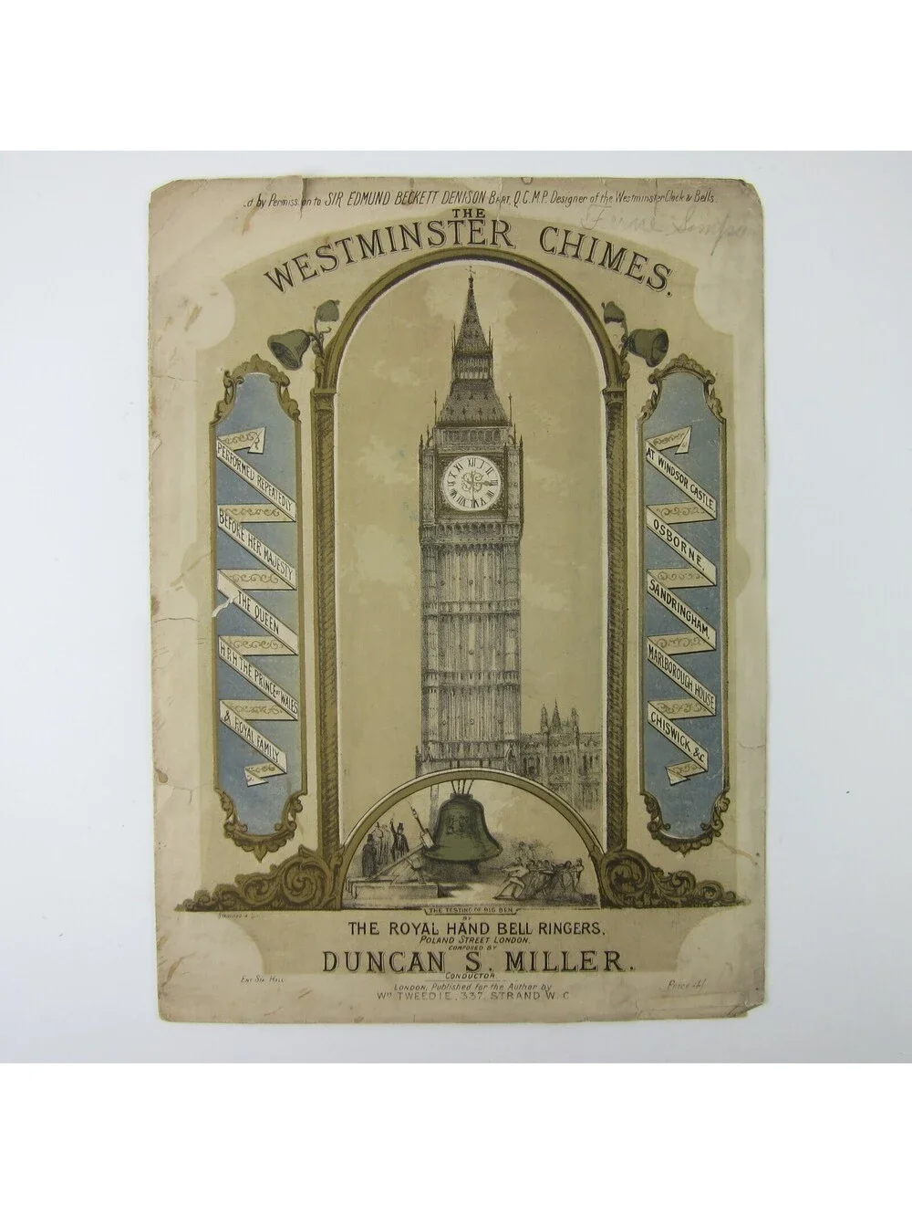 Sheet Music The Westminster Chimes Polka Duncan S. Miller W.L. Frost Antique