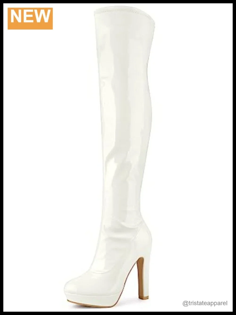 Patent Leather Over Knee High Boots Chunky Platform Heels Zip