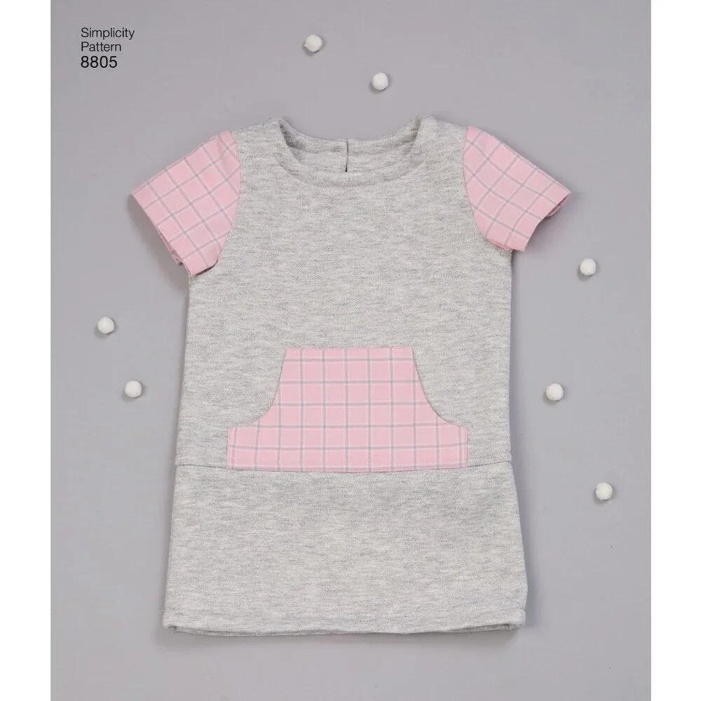 Simplicity Sewing Pattern 8805 Toddlers Dresses Purse Size 1/2-4‎