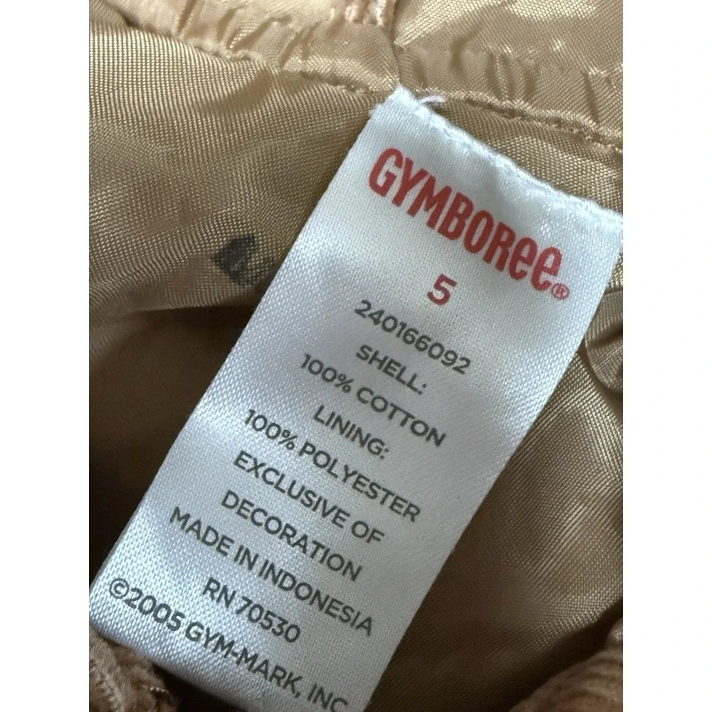 VTG Gymboree Girls Size 5 Coat Tan Corduroy‎ Embroidered Hooded Toggle Buttons