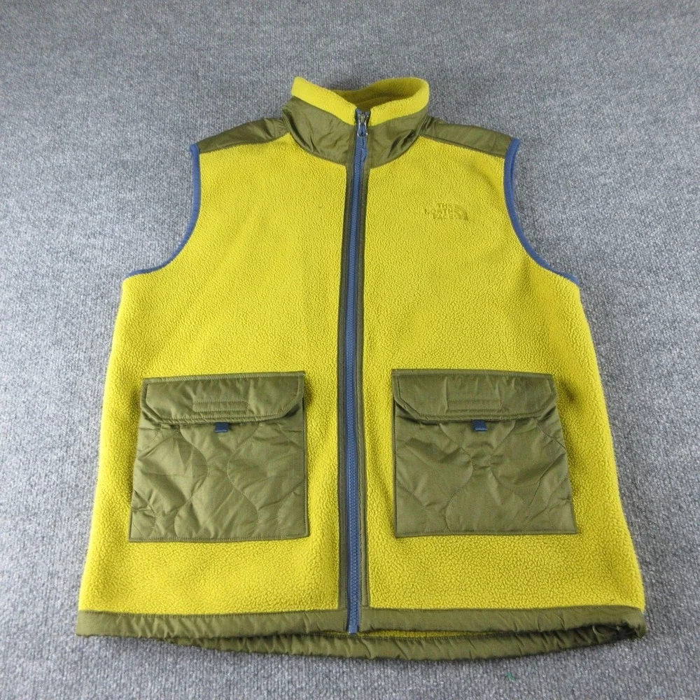 The North‎ Face Vest Mens Medium Yellow Royal Arch Fleece Outdoor Full Zip