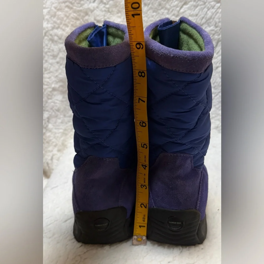LANDS' END Womens Boots Size 6.5B Suede Quilted Lined Side Zip Winter Royal Blue