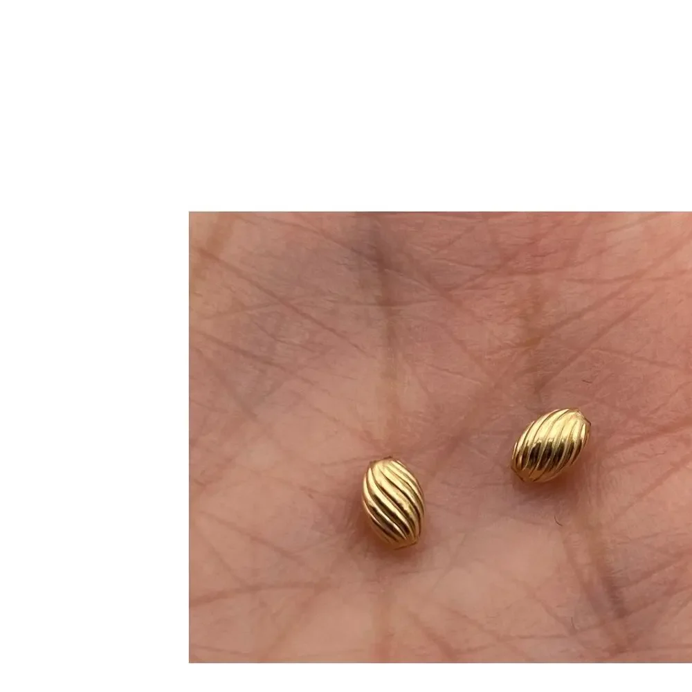 Gold Filled Corrugated Swirl Beads 5x3mm Oval Fire Mountain Gems 20 Pack