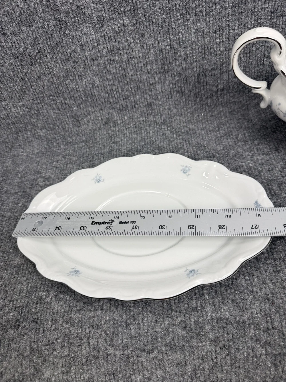 Johann Haviland Blue Garland White Porcelain Gravy Boat with Silver Trim