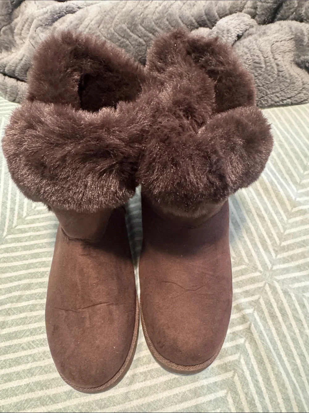 Juicy Couture Brown Faux Fur Cuff Winter Boots